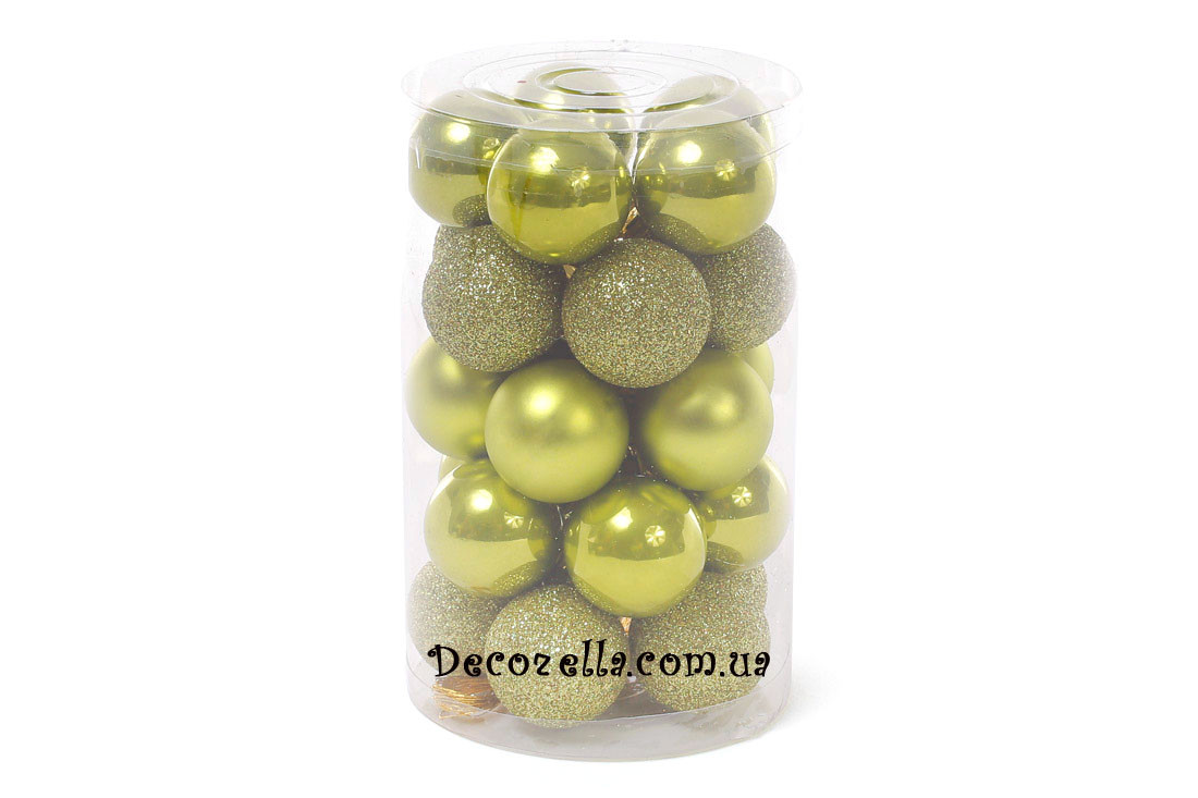Набір ялинкових куль - оливковий, 3см, 25 шт, фото 1