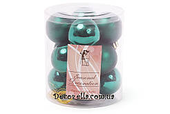 Набір ялинкових куль - смарагдовий, 4см, 12 шт