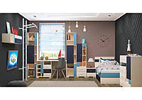 Детская спальня Некст вариант №2 Ваниль/Синий+темно-синий (Luxe Studio TM)