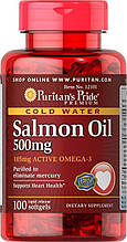 Омега-3 олія лосося Puritan's Pride Omega-3 Salmon Oil 500 mg 100 softgels