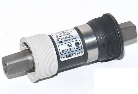 Каретка Shimano BB-UN26 BSA 68x127,5 мм 1,37x24 під квадрат, з болтами, фото 2