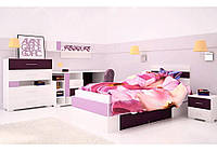Детская спальня Некст вариант №2 Белая Аляска/Фиолетовый+розовый (Luxe Studio TM)