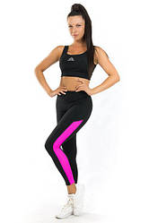 Жіночий спортивний комплект (рожевий) одяг для йоги та фітнесу з біфлексу, спортивні легінси та топ