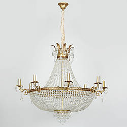 Люстра кришталева на 15 лампочок на ланцюги для залу, великої кімнати