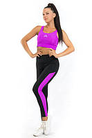 Лосины и топ для фитнеса (фуксия) одежда для йоги и фитнеса из бифлекса, женский спортивный комплект