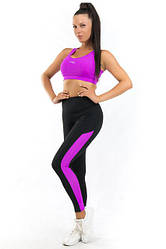 Комплект спортивного одягу лосини та топ із ПУШ-АП (фуксія) одяг для йоги та фітнесу з біфлексу