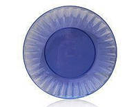Тарелки одноразовые стекловидные синие D 205 мм, пластиковые стеклоподобные, стеклопластиковые 10 шт