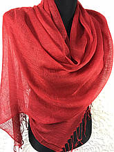 Жіночий легкий червоний шарф із льону