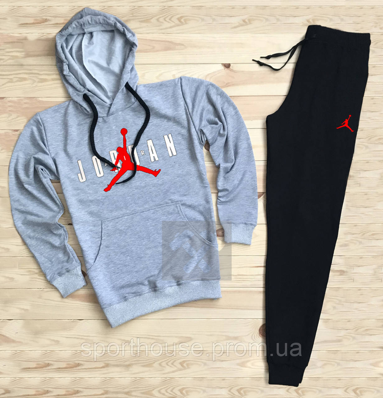 Спортивний костюм Jordan чорного і сірого кольору (люкс) XS