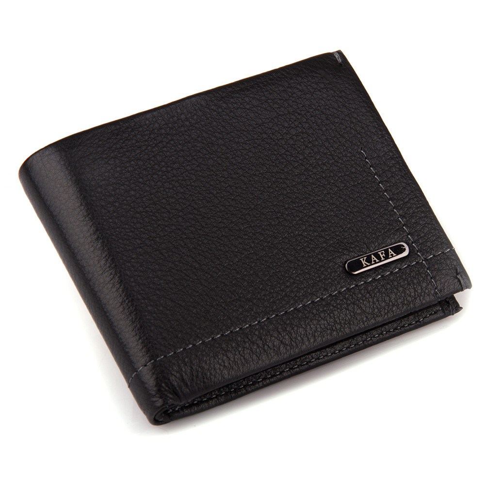 Чоловічий шкіряний гаманець із затискачем Kafa на магніті, чорний, фото 1