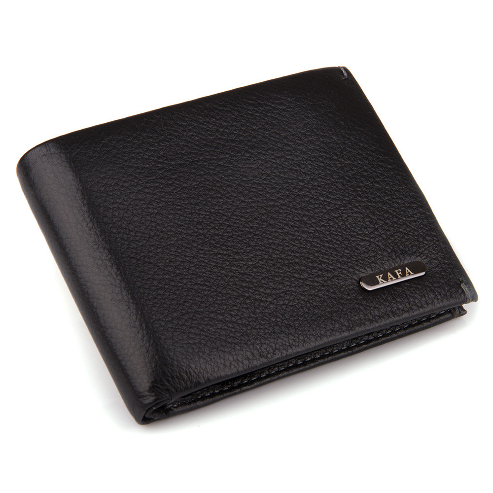 Шкіряний чоловічий гаманець із затискачем Kafa чорний, на магніті