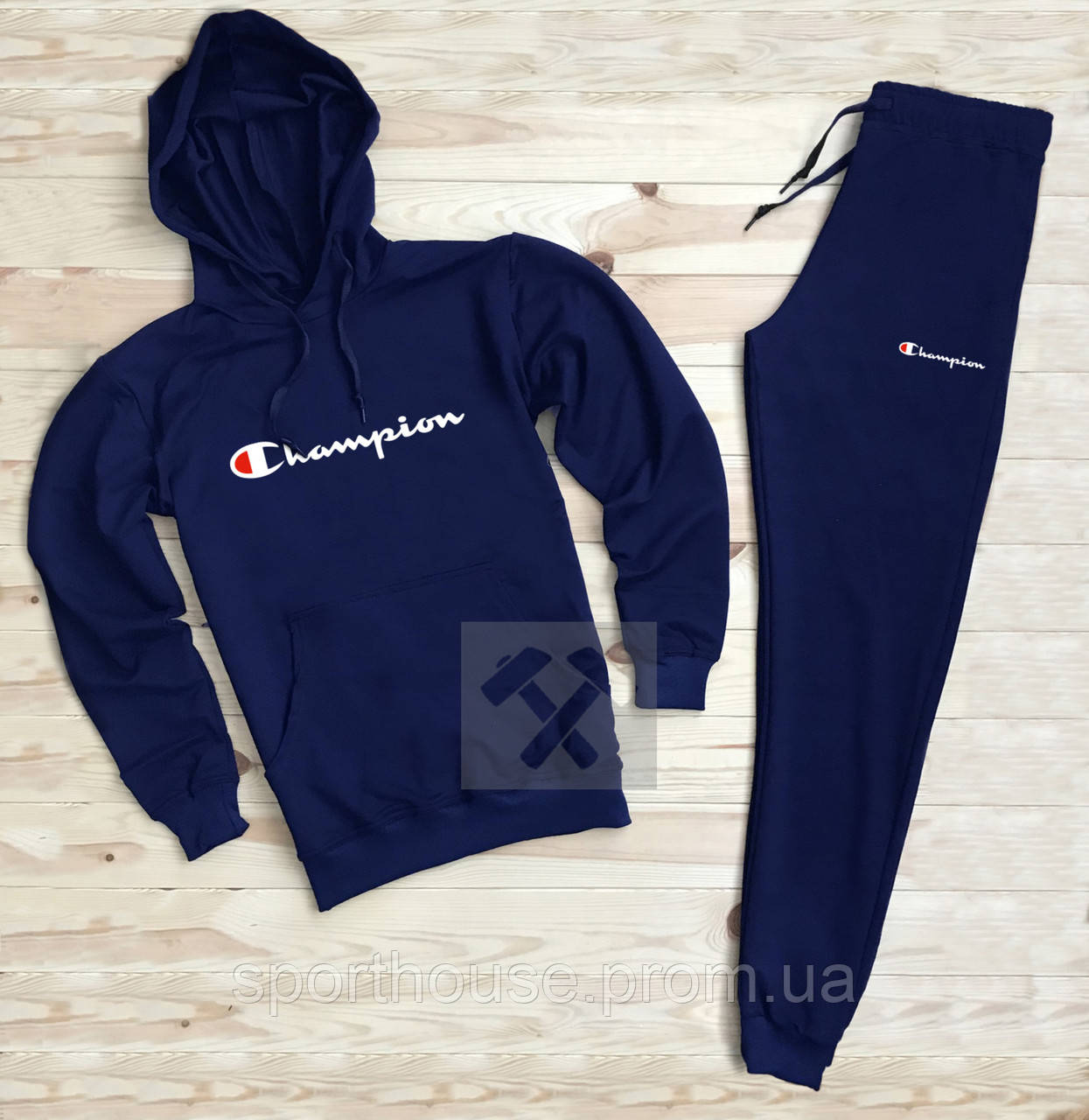 Чоловічий спортивний костюм Champion синього кольору (люкс) XS