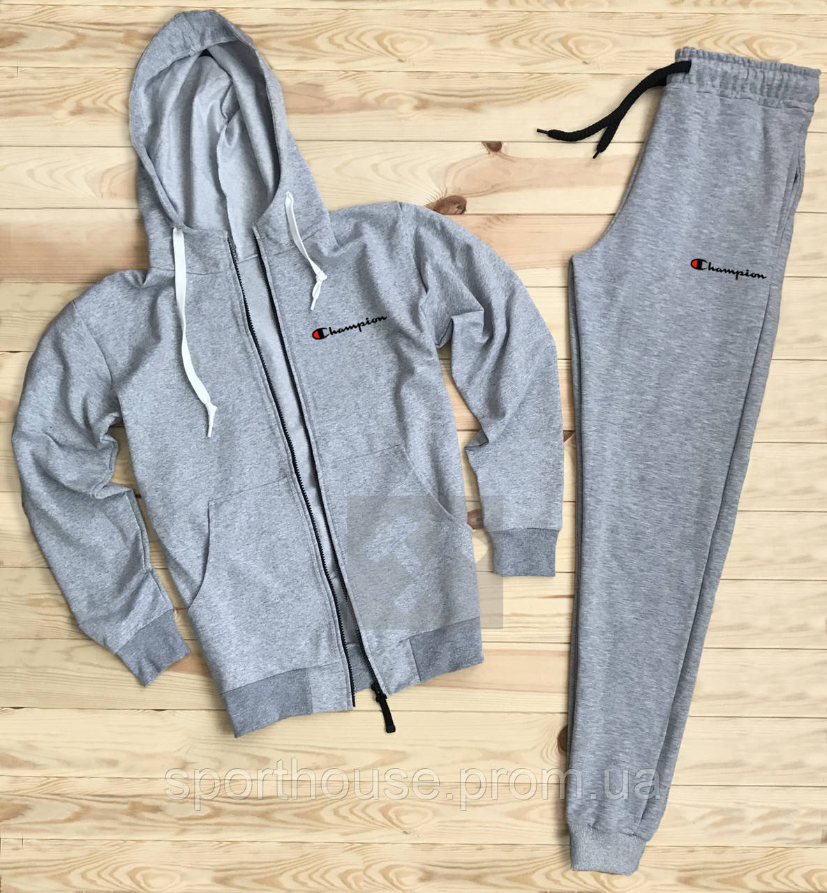 Чоловічий спортивний костюм Champion сірого кольору (люкс) XS