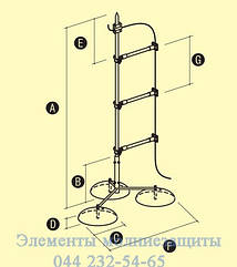 Блискавка-приймач із потрійною бетонною основою з ізольованим струмовідводом