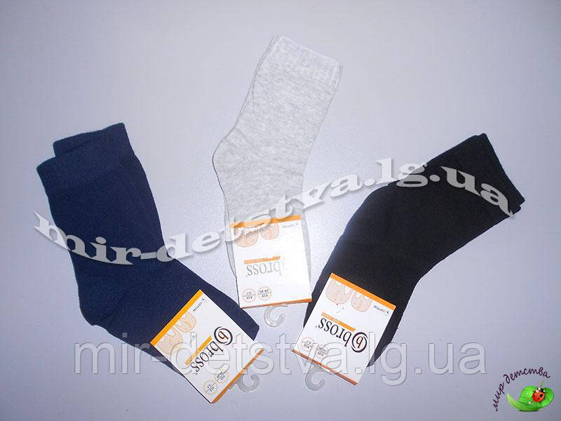 Дитячі однотонні шкарпетки оптом TM BROSS р.8-10 (34-36) Сірий