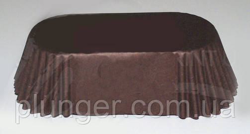 Тарталетка паперова овальна для еклерів, тортиків, тістечок коричнева, 80 мм х 35 мм. висота 30 мм