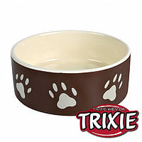 Trixie (Трикси) Миска керамическая для собак с лапками коричневая, 0,3л/12см
