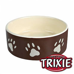 Trixie (Тріксі) Миска керамічна для собак з лапками коричнева, 0,8 л/16см