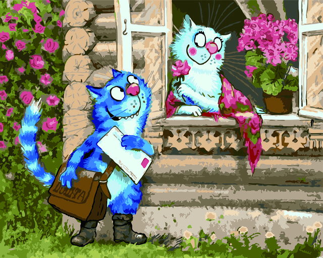 Картини за номерами сині коти