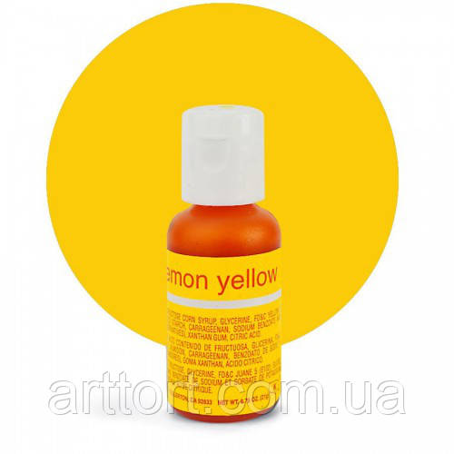 Гелевий барвник Chefmaster lemon yellow / жовтий лимон, 21 г (США)