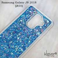 TPU чохол акваріум Aquarium для Samsung Galaxy J8 2018 (J810) (сердечка та сині блискітки)