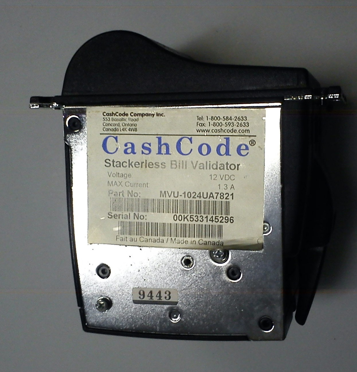 Купюроприймач CashCode MVU б/у, лицьова панель 1024