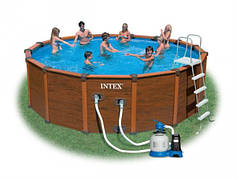Каркасні басейни Intex 54968 Sequoia Spirit Wood-Grain Frame Pool (569x135 см)