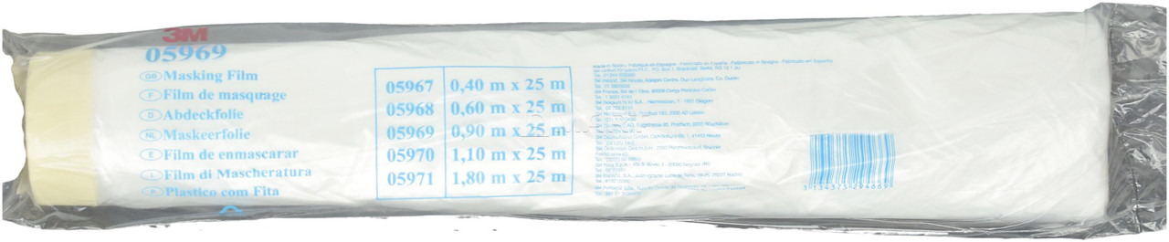 3M 05969 Маскуюча плівка з малярською стрічкою Taped Masking Film, 25 м х 900 мм