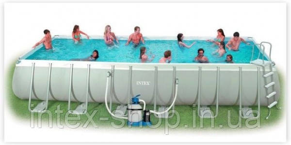 Басейн INTEX прямокутний Rectangular Ultra Frame 732х366х132 (комплект +хлорген), арт. 28364/54980