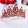 Корона, діадема РОЗАЛІЯ висока тіара червона, весільна діадема прикраси, фото 4