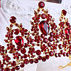 Корона, діадема РОЗАЛІЯ висока тіара червона, весільна діадема прикраси, фото 6