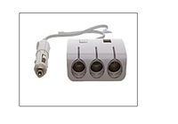 Разветвитель тройник с проводом 2- USB белый 1506