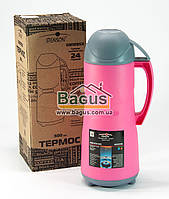 Термос 0,5 л пластиковий зі скляною колбою РОЗОВИЙ STENSON DB105SX-4