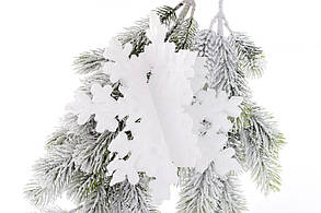 Новорічний декор Сніжинка (20 см) з ефектом 3D, колір — білий, у пакованні 45штука (787-081), фото 2