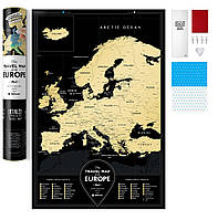 Скретч карта Европы Travel Map Black Europe (английский язык) в тубусе