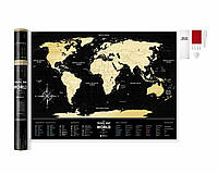 Скретч карта мира Travel Map Black World (английский язык) в тубусе
