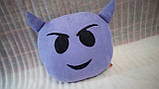 М'яка іграшка-подушка ручної роботи Смайлик з ріжками, фото 4