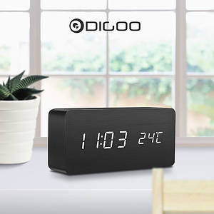Digoo DG-AC2 стильні настільні годинники зі звуковою активацією екрану. Будильник, дата, термометр