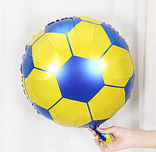 Фольгований куля цілий футбольний м'яч жовто блакитний діаметр 45 см