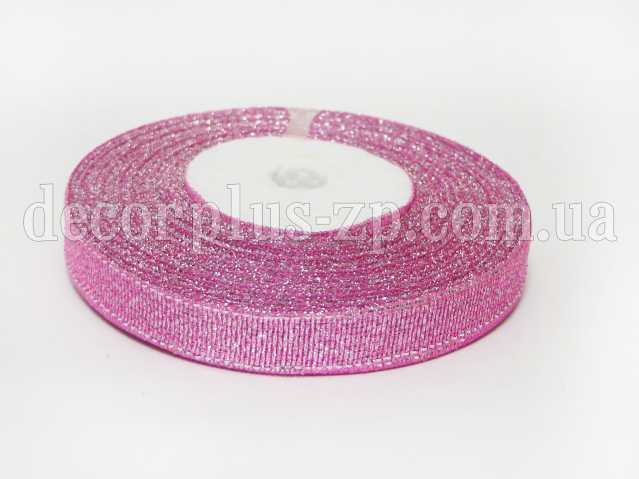 Стрічка парча 0.9 см, рожева, фото 1