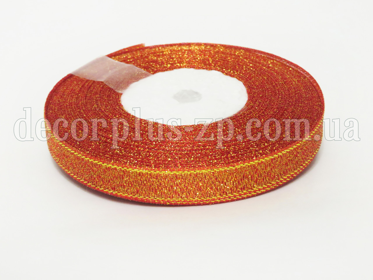 Стрічка парча 0.9 см, червона, фото 1