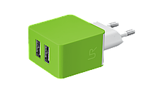 Сетевое зарядное устройство Trust Urban Revolt Dual Smart Wall Charger - Lime Green