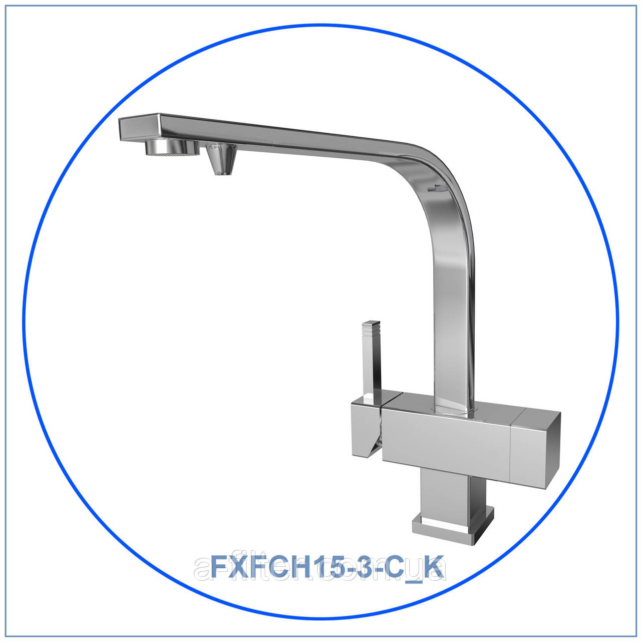 Трипозиційний змішувач для холодної, гарячої та фільтрованої води, хром, Hi-Tech., фото 1