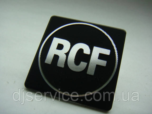 Шильдик, наклейка, логотип RCF 60x60mm на сітку колонки