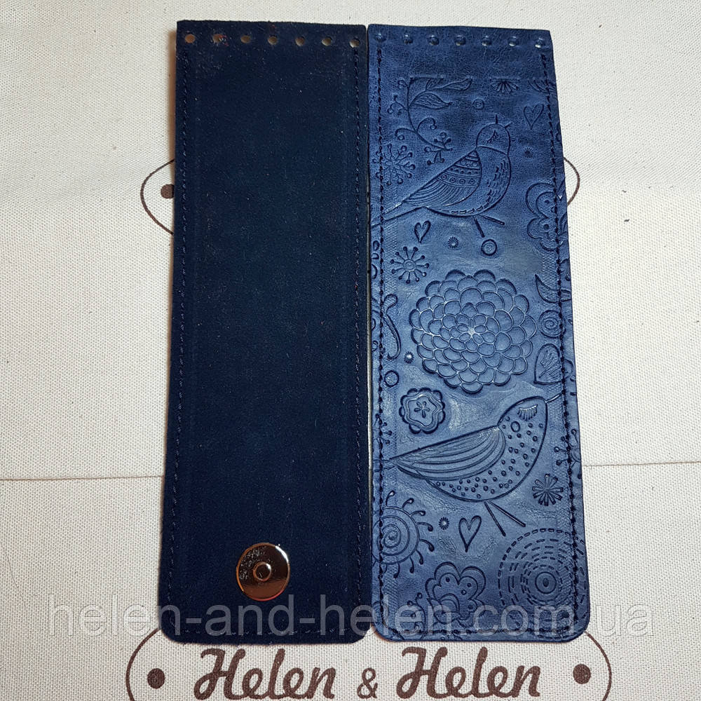 Клапан із вузьким із тисненням "Пташки". Колір "Синій", фото 1