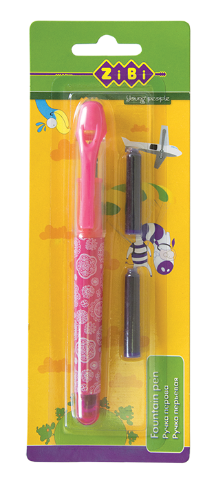 Ручка пір'яна з відкритим пером + 2 капсули, рожевий корпус, блістер, KIDS Line ZB.2243 ZiBi (імпорт)