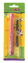 Ручка пір'яна з відкритим пером + 2 капсули, рожевий корпус, блістер, KIDS Line ZB.2243 ZiBi (імпорт)