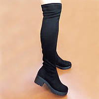 Ботфорты женские черные на низких каблуках. 39 (25см)