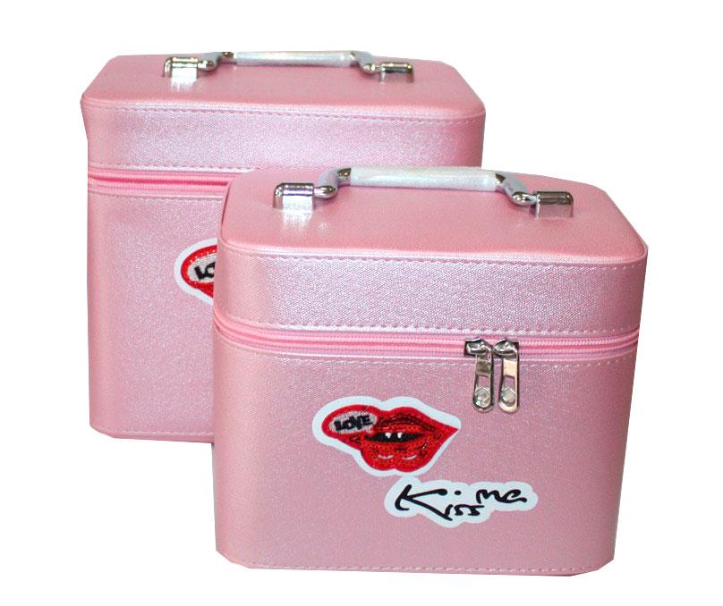 Набір б'юті-кейсів для косметики "Kiss", косметичка для косметики та прикраси 2 шт., фото 1