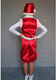 Карнавальний костюм Гномік (червоний) атлас, фото 3